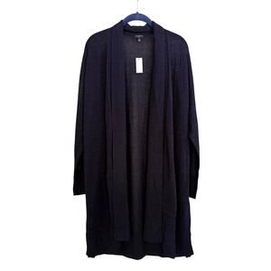 Talbots Navy Linen Blend Open Front Lightweight Long Cardigan Sweater 2X NWT